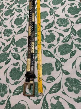 Studded Metallic Patchwork Belt - Black & Gold